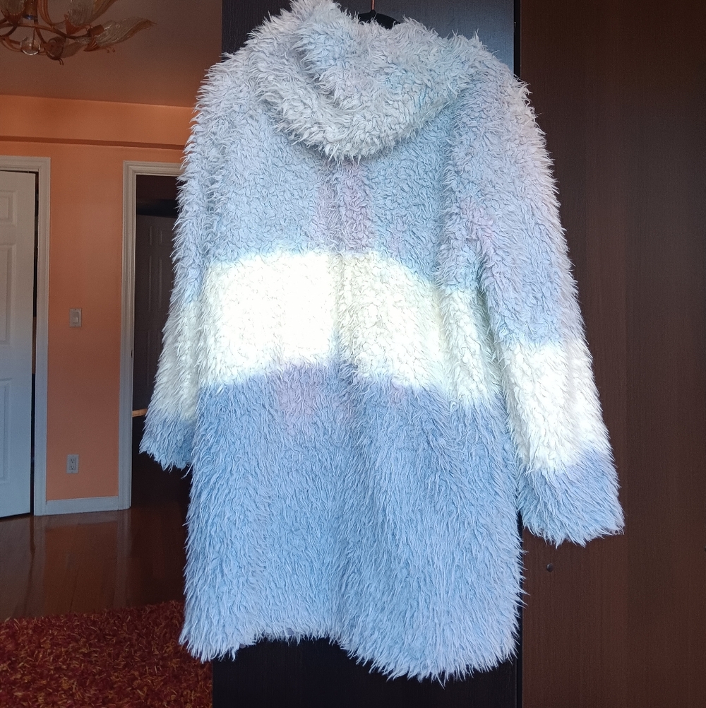Lola Shaggy Faux Fur Ombre Hooded Jacket - Picture 2 of 8